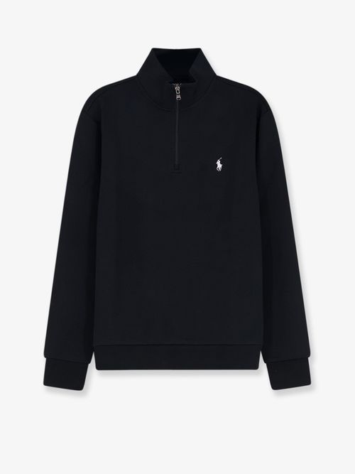 Half-Zip Cotton-Blend Sweatshirt — Black