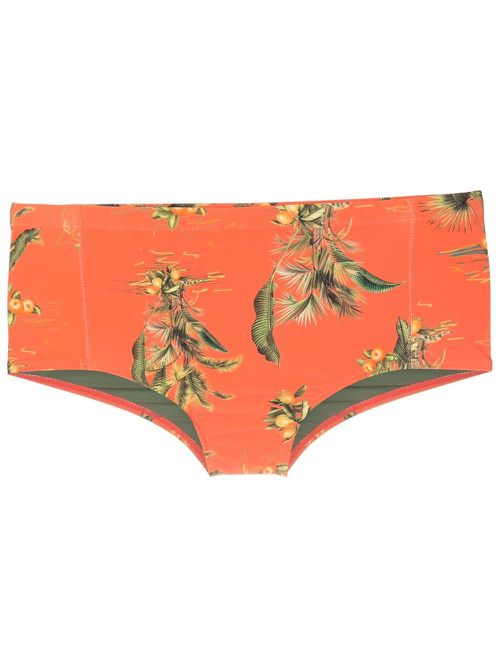 Leaf-print swimming trunks - Orange