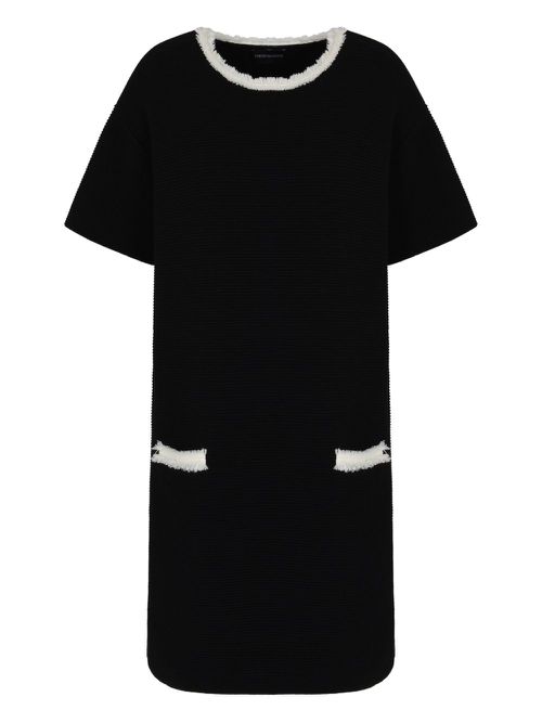 Frayed-trim mini dress - Black