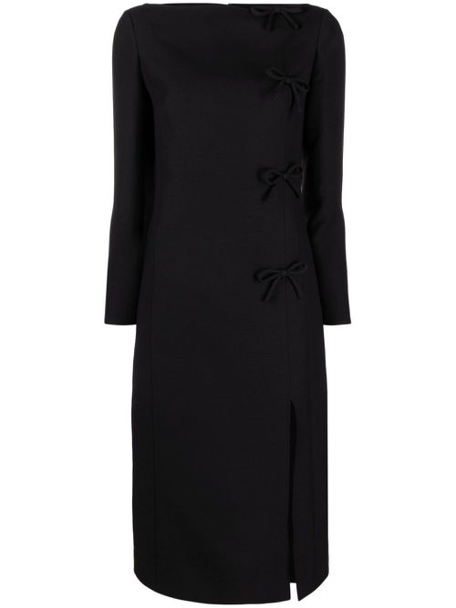 Bow-detail midi dress - Black