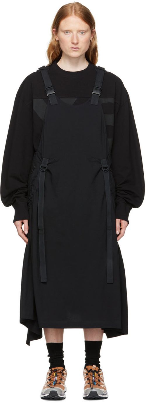 Y-3 여성 블랙 코튼 미디 드레스