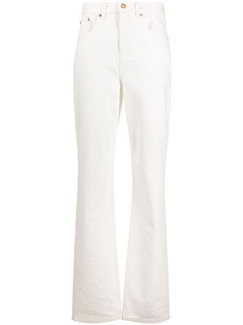 High-waist flared jeans - White