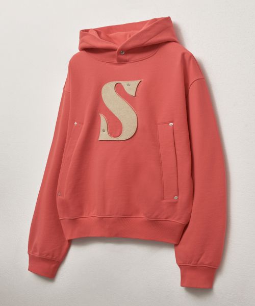 Rivet Applique Pocket Logo Hood Pink 