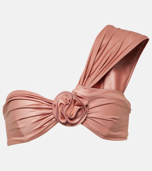 Floral-appliqué bikini top