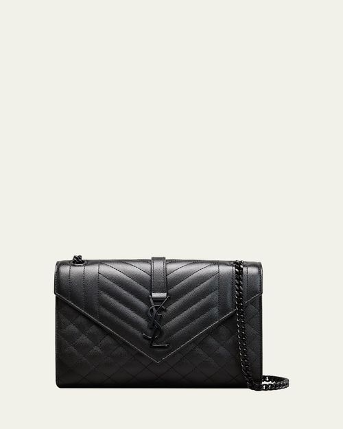 Envelope Triquilt Medium YSL Shoulder Bag in Grained Leather