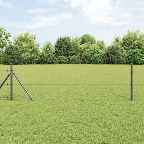 Hexagon Fence Grey 1.6x25 m Steel