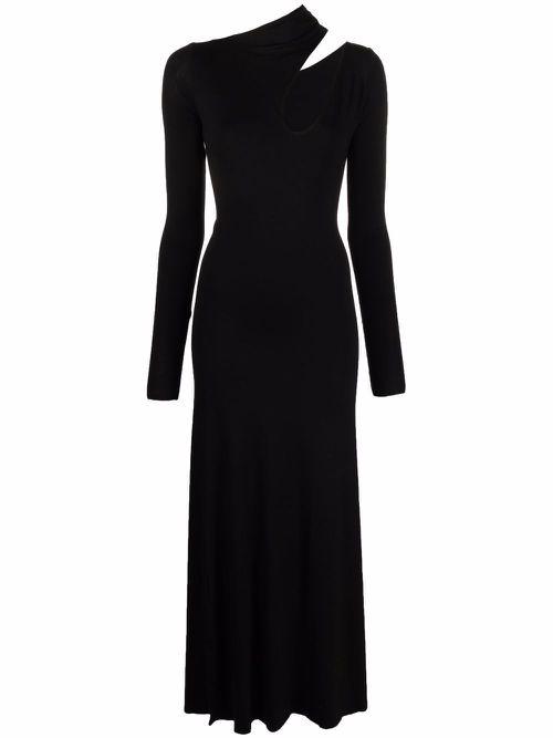 Cut-out detail long-sleeve dress - Black