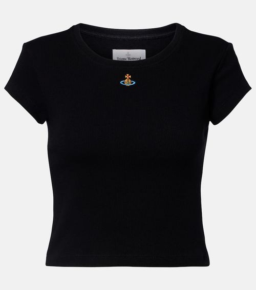 Peru cropped cotton-blend jersey T-shirt