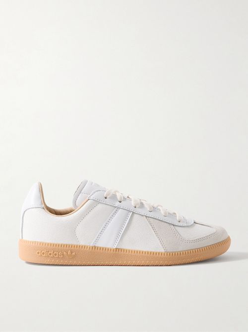 Bw Army Lux Suede-trimmed Paneled Cracked-leather Sneakers - White
