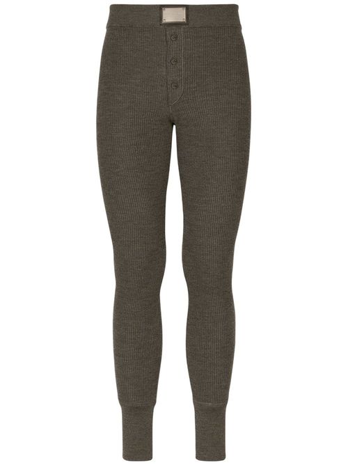 Logo-plaque ribbed-knit trousers - Grey