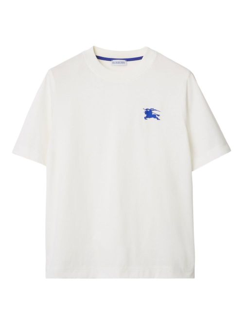 Rib-Knit Neckline T-Shirt with Equestrian Knight Design - Size S