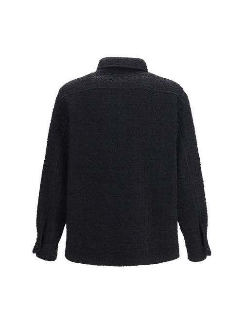 Textured High-Neck Quilted Cotton Jacket — Black