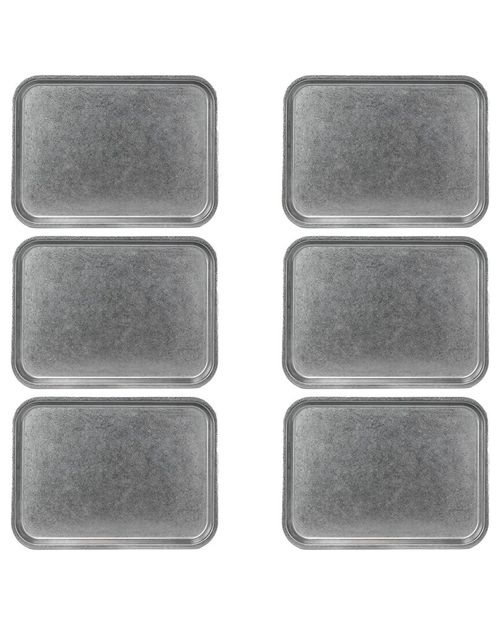 Set of 6 Moab Stainless Steel Coupe Dinnerware: 9in x 12in Rectangular Plate
