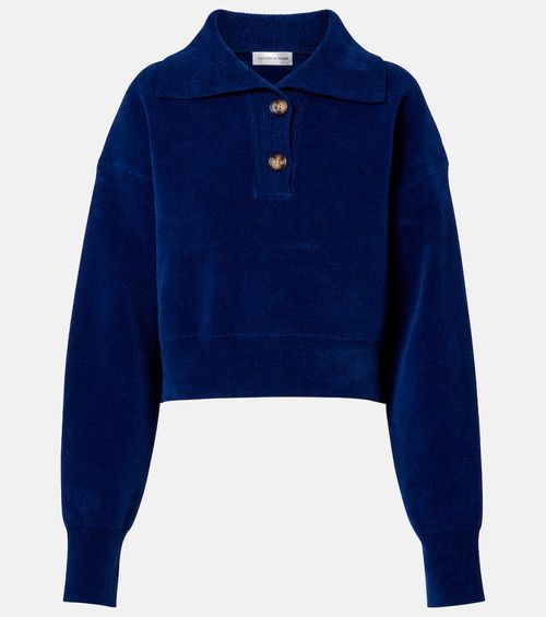 Cropped cotton-blend velvet sweatshirt