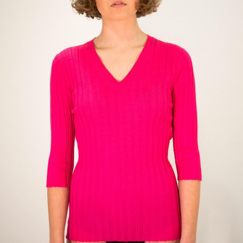 Pink V-neck Pullover