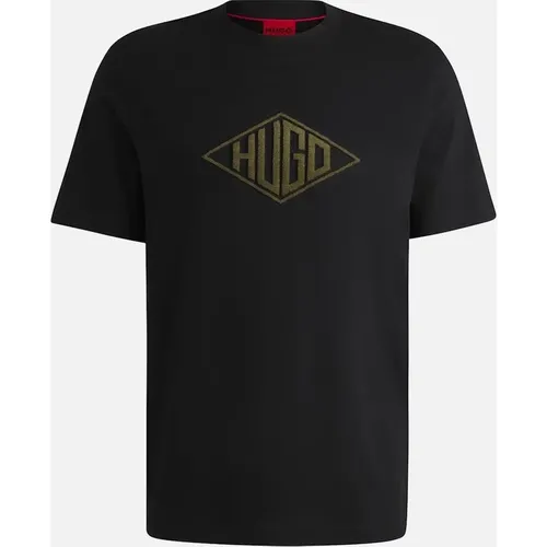 Hugo Boss Men's Dalendi Regular Fit Cotton T-Shirt, Black - Size: Regular/40