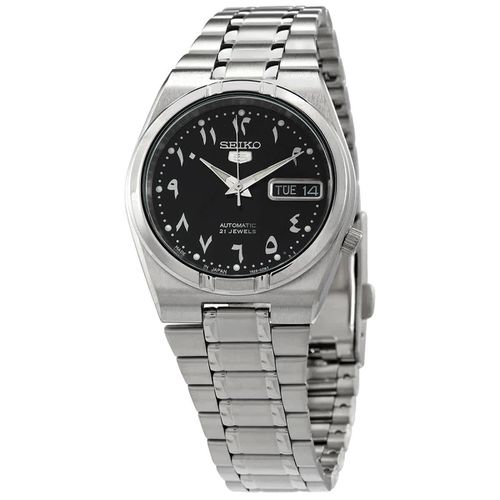 5 Automatic Black Arabic Dial Stainless Steel Mens Watch SNK063J5