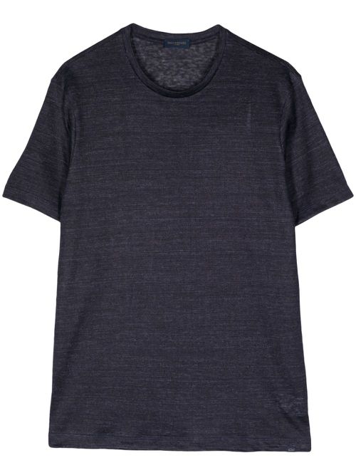 Crew-neck linen T-shirt - Blue
