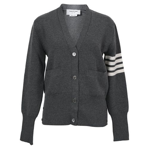 V-Neck Cardigan in Grey Wool