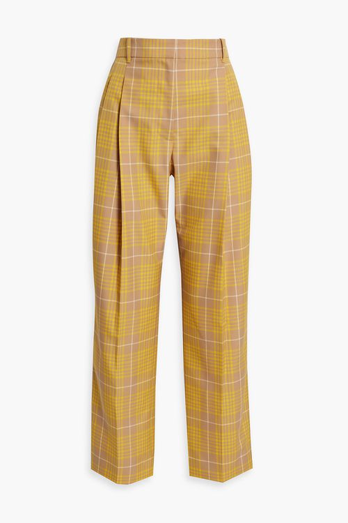 Checked twill straight-leg pants