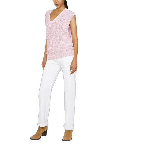 Knit V-Neck Tank Top — Pink