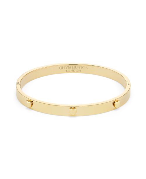 Mini Heart Gold Tone Stainless Bangle Bracelet - Gold