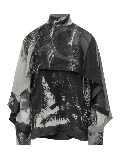 Black Printed Mock Collar Top