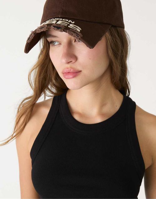 Ribbed vest top in black