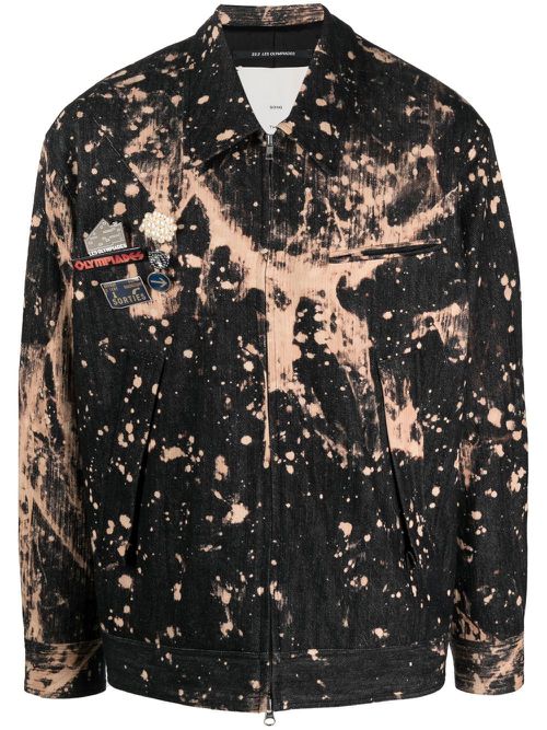 Paint-splatter badge jacket - Black