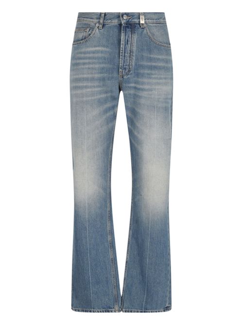 Men's Cotton Denim Jeans with Leather Detail