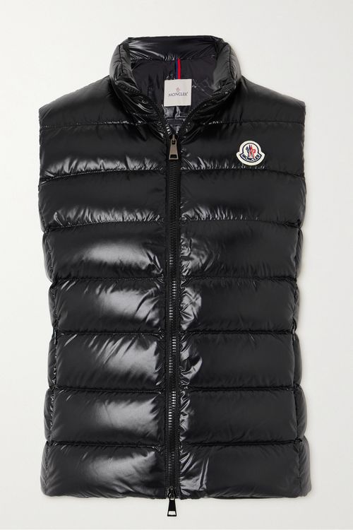 Ghany Quilted Glossed-shell Down Vest - Black