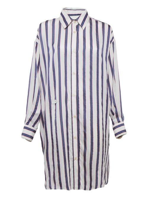 Pre-owned striped shirt dress - White