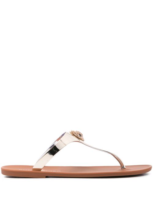 Metallic-embellished thong slippers - Gold