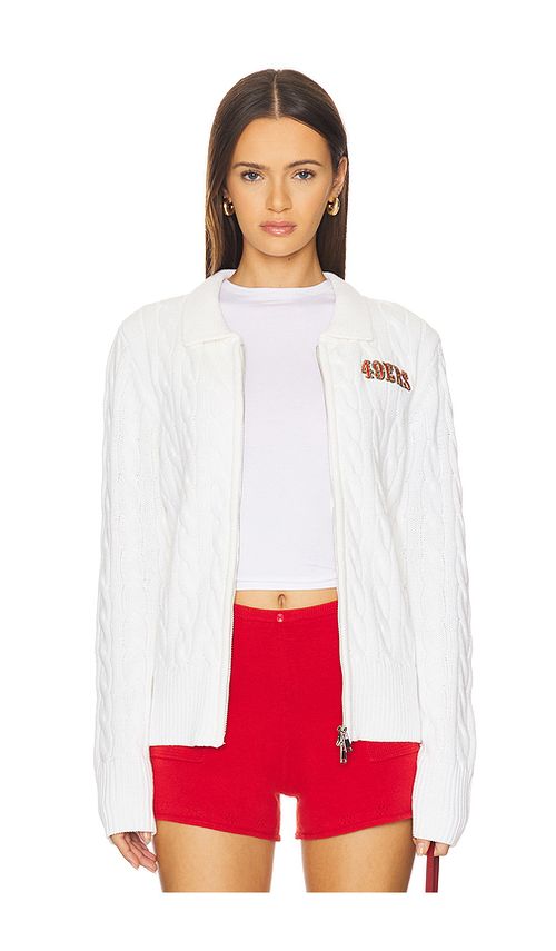 Terez x REVOLVE 49ers Zip Knit Cardigan in White. XS also in XXS, M