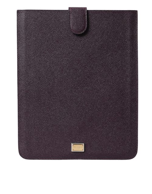 Leather Logo Plaque Tablet Sleeve — Brown