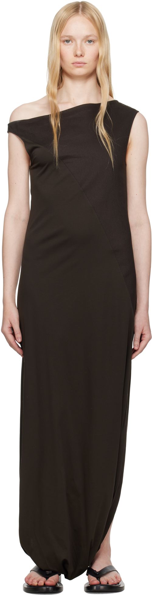Ruohan Brown Twist Maxi Dress