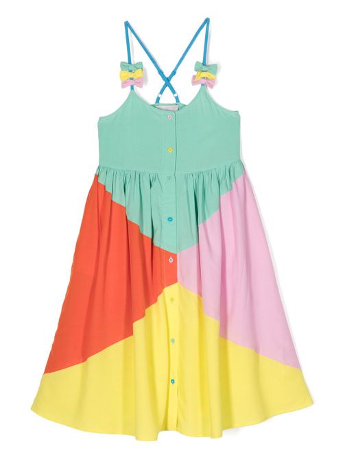 Bow-detail colourblock dress - Green
