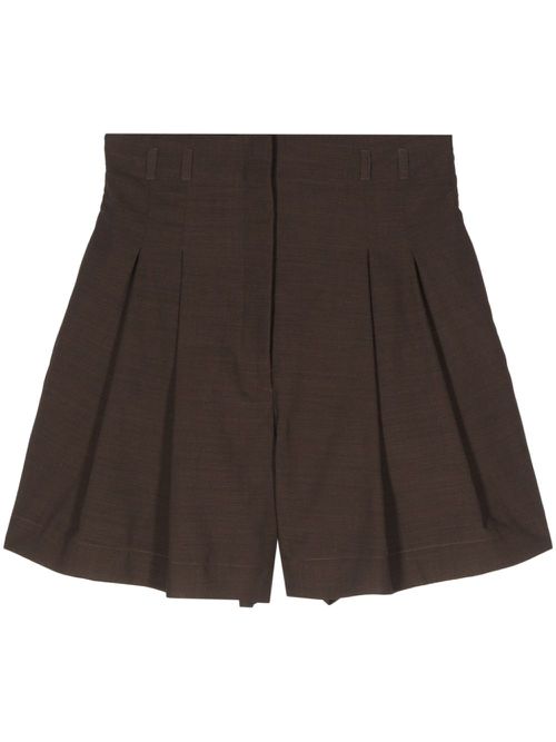 Pleated tailored shorts - Brown