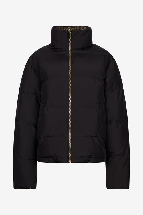 Leopard Jacquard Print Reversible Puffer Jacket