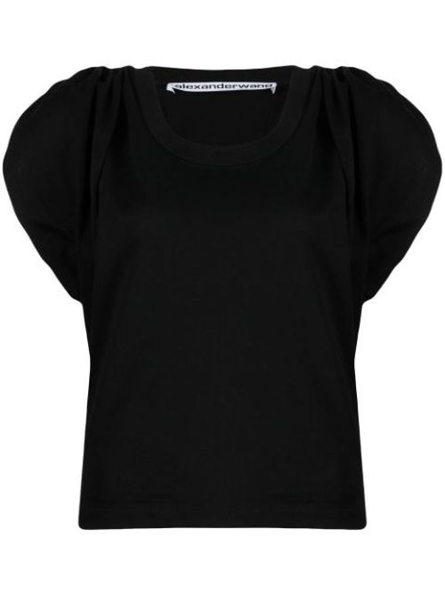 Gathered-sleeve detail T-shirt