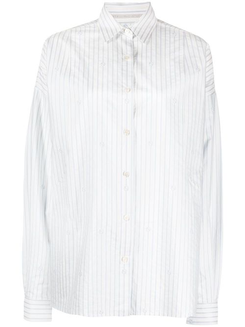 Stripe-print long-sleeved shirt - White