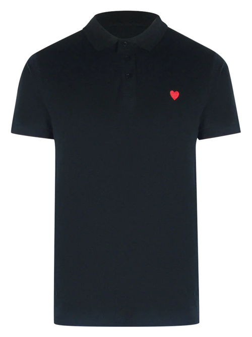 Love Moschino Small Heart Black Polo Shirt - Black