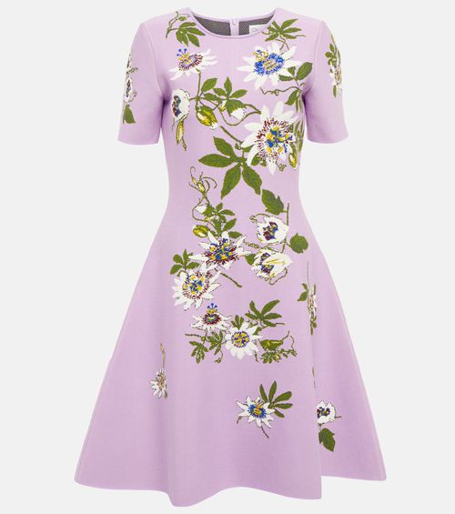 Floral jacquard knit minidress