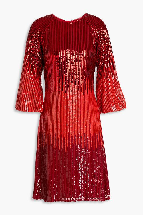 Dégradé cutout sequined tulle dress - Red - UK 8
