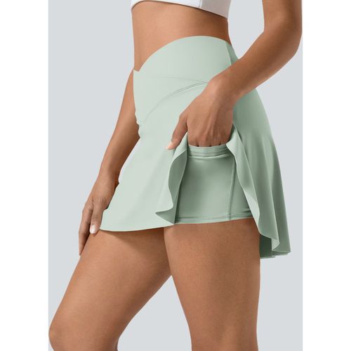 Halara Everyday Softlyzero™ Airy Crossover 2-in-1 Side Pocket Mini Tennis Skirt-Lucid-UPF50+ - Fairest Jade