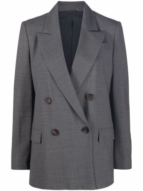 Chain-trim double-breasted jacket