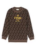 FF-pattern logo-embroidered jumper - Brown