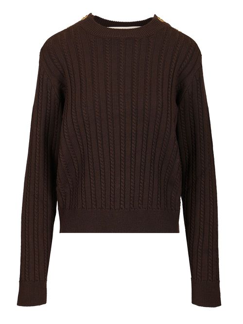 Journey W'S Ofra Regular Knit Crewneck Shoulder Botton Wool Cable Knitwear Brown