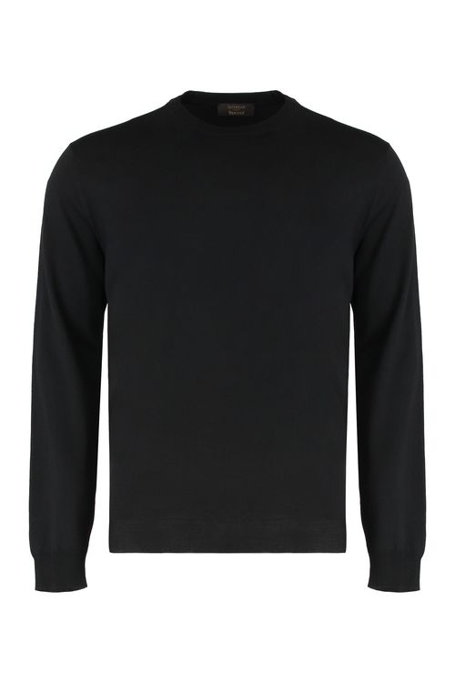 Men's Round-Neck Wool Sweater with Long Sleeves