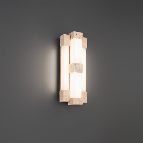 Beige Travertine Aged Brass LED Wall Sconce from the Conan Collection